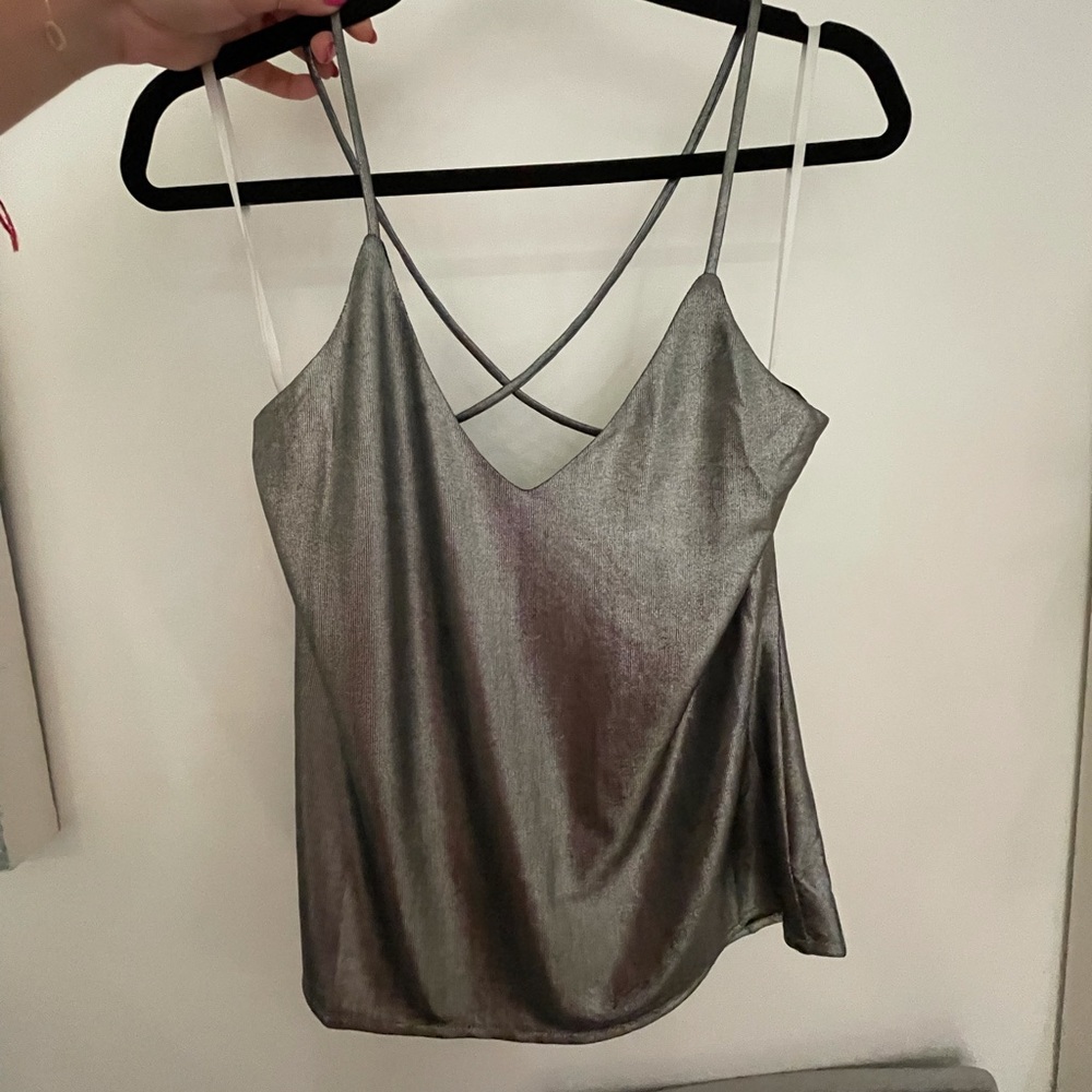 Revolve Superdown Metallic Cowl Neck Top - Picture 3 of 4